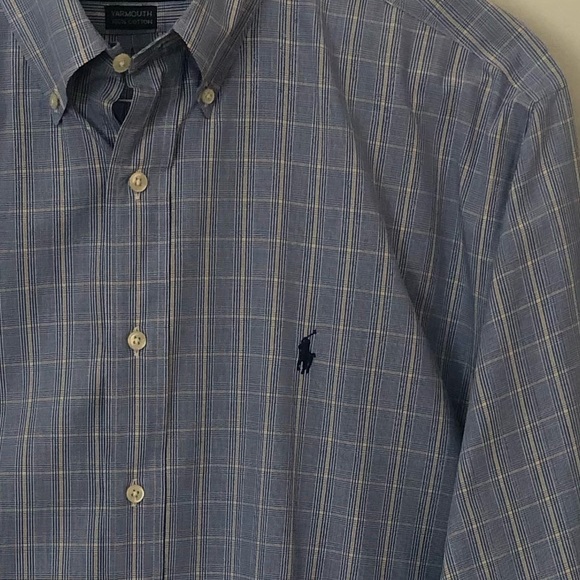 Ralph Lauren Blue Yarmouth Button Down Dress Shirt Sz 16 1/2 34/35 - Picture 2 of 5